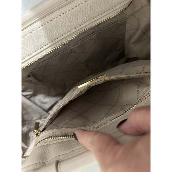 Steve Madden Faux Leather Tote Bag Beige Crossbody Convertible - Picture 6 of 11